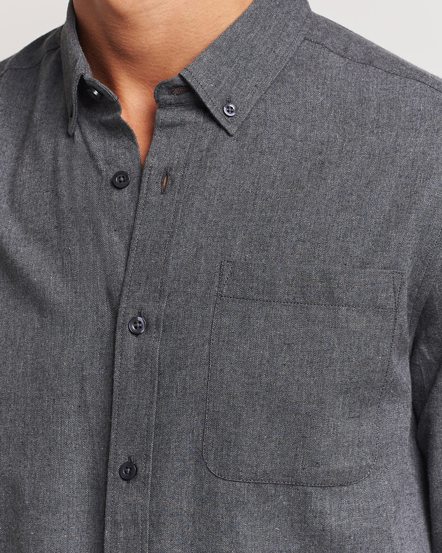 Herr | Skjortor | KnowledgeCotton Apparel | Regular Fit Melange Flannel Shirt Grey