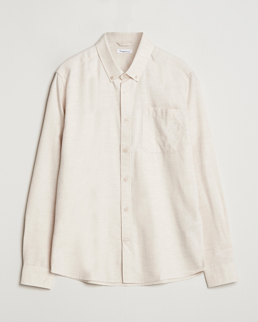 Herr | Skjortor | KnowledgeCotton Apparel | Regular Fit Melange Flannel Shirt Greish