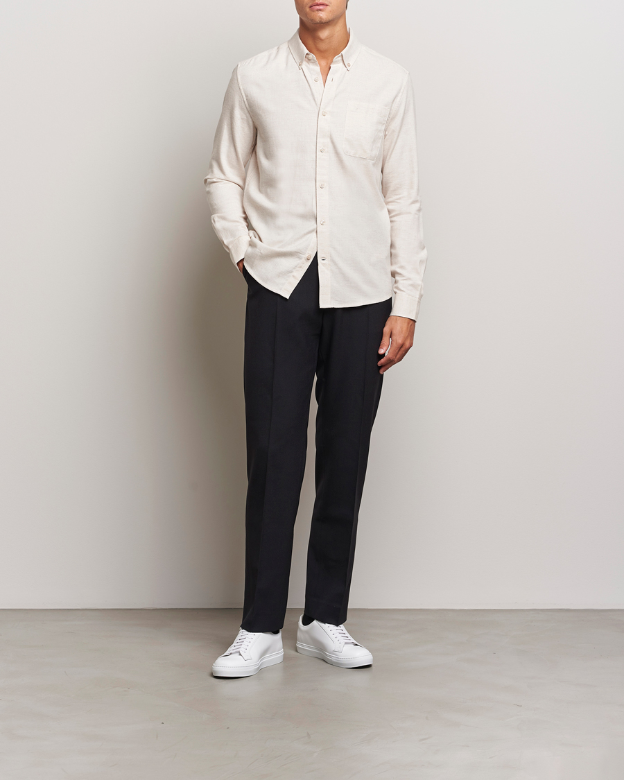 Herr | Skjortor | KnowledgeCotton Apparel | Regular Fit Melange Flannel Shirt Greish
