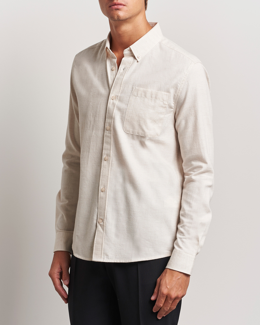 Herr | Skjortor | KnowledgeCotton Apparel | Regular Fit Melange Flannel Shirt Greish