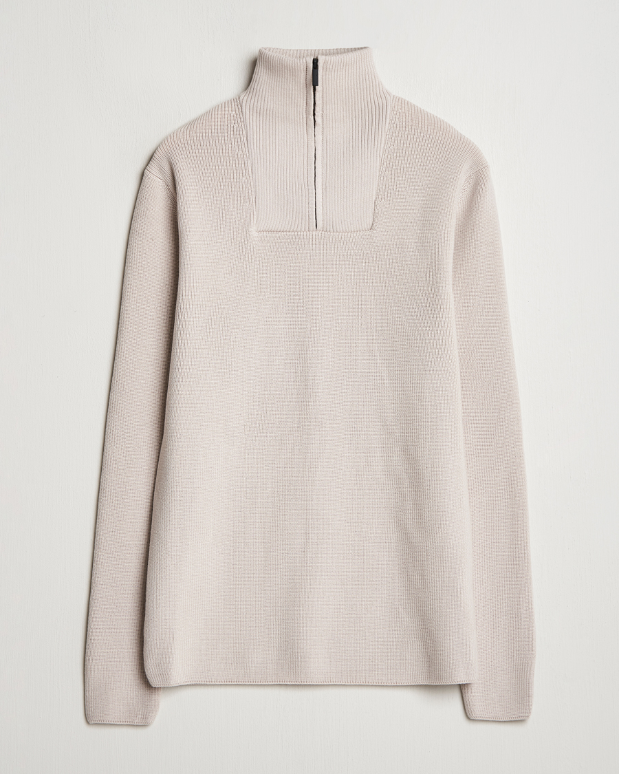 Herr | Tröjor | KnowledgeCotton Apparel | Heavy Lambswool Half Zip Off White
