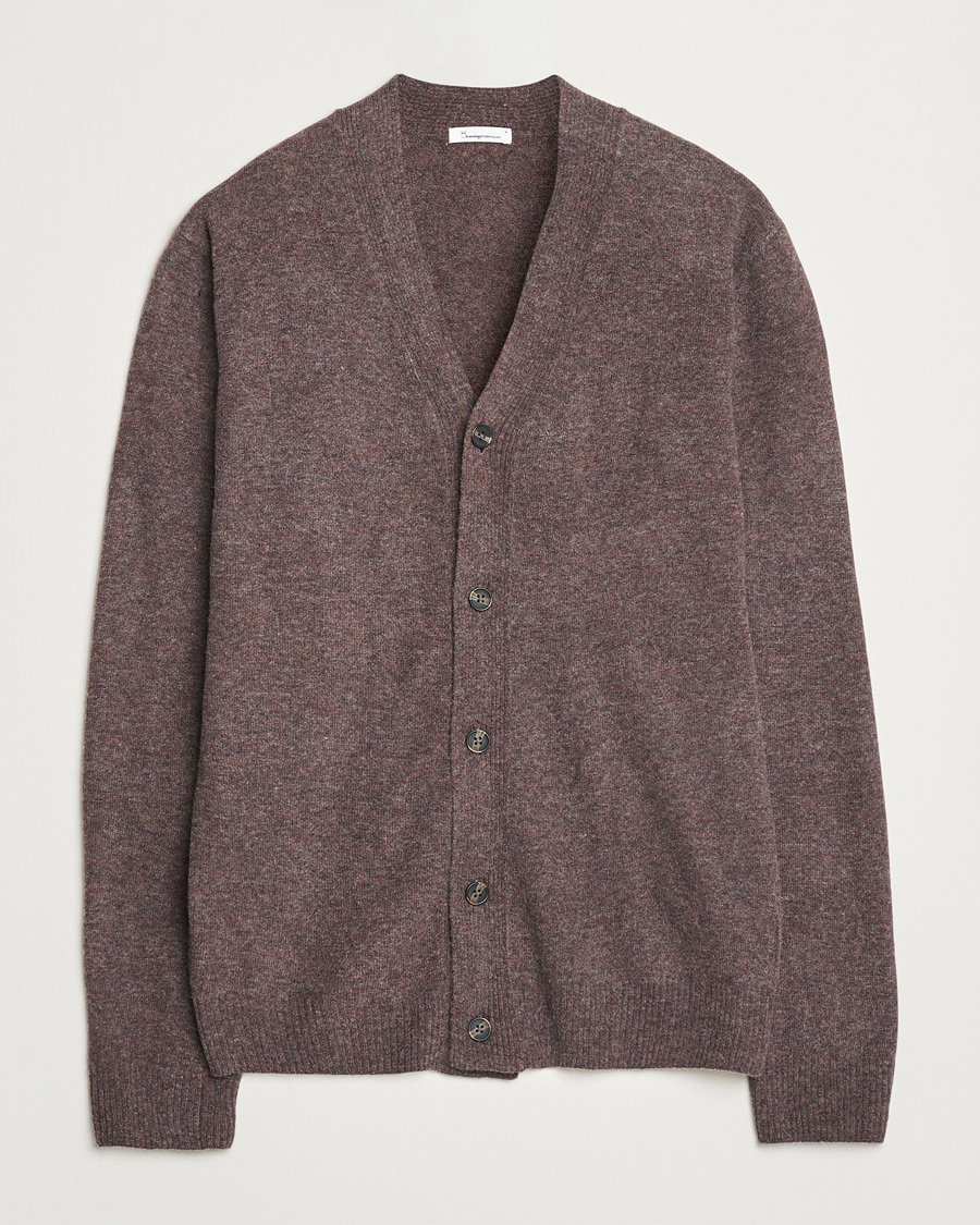 Herr | Tröjor | KnowledgeCotton Apparel | Lambswool Cardigan Brown