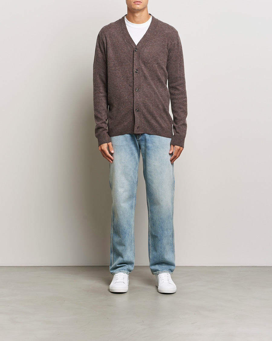 Herr | Tröjor | KnowledgeCotton Apparel | Lambswool Cardigan Brown
