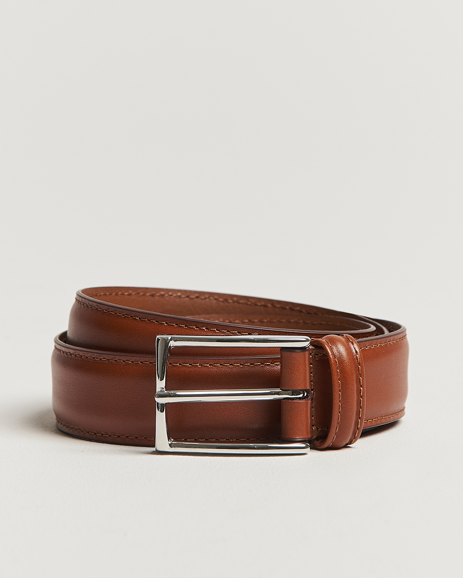Herr | Bälten | Anderson's | Leather Suit Belt 3 cm Light Brown
