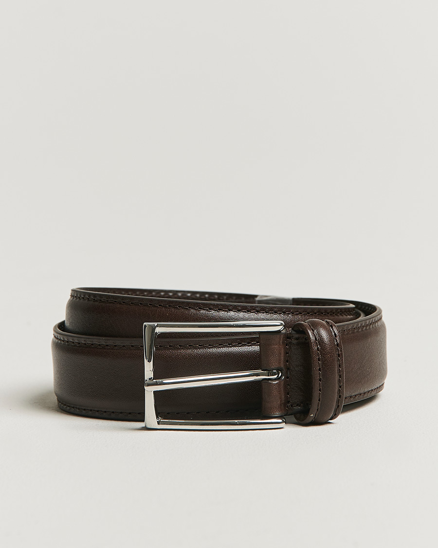 Herr | Bälten | Anderson's | Structure Leather Suit Belt 3 cm Dark Brown