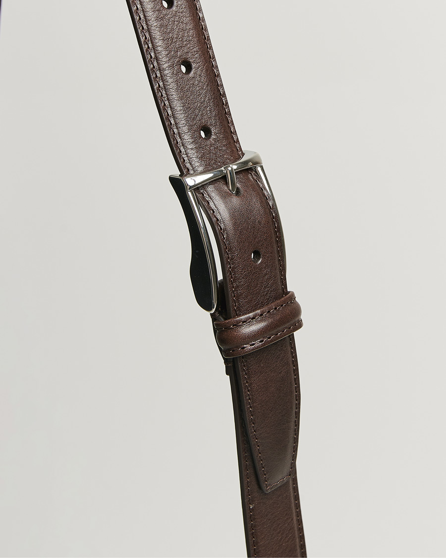 Herr | Bälten | Anderson's | Structure Leather Suit Belt 3 cm Dark Brown