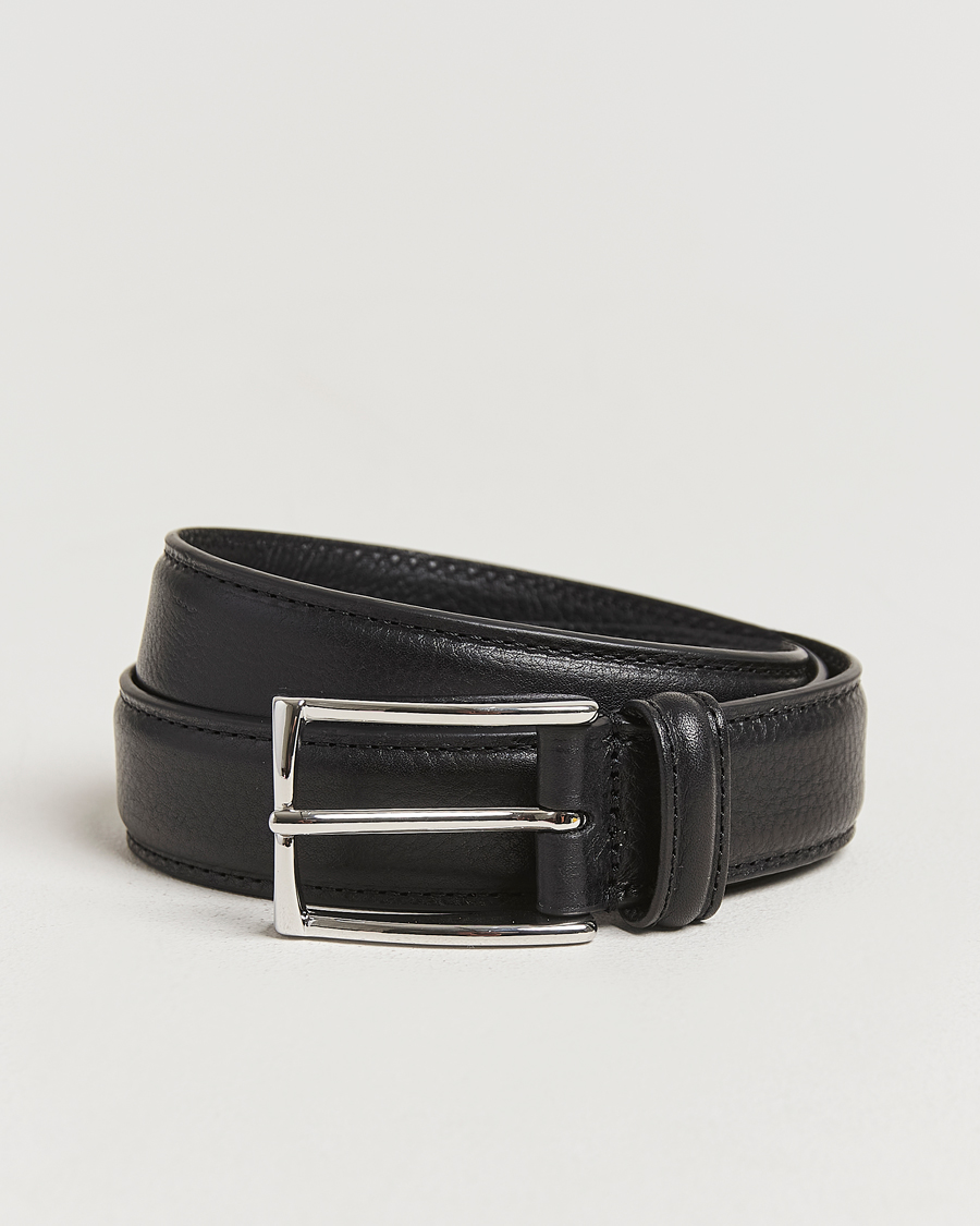 Herr | Bälten | Anderson's | Structure Leather Suit Belt 3 cm Black