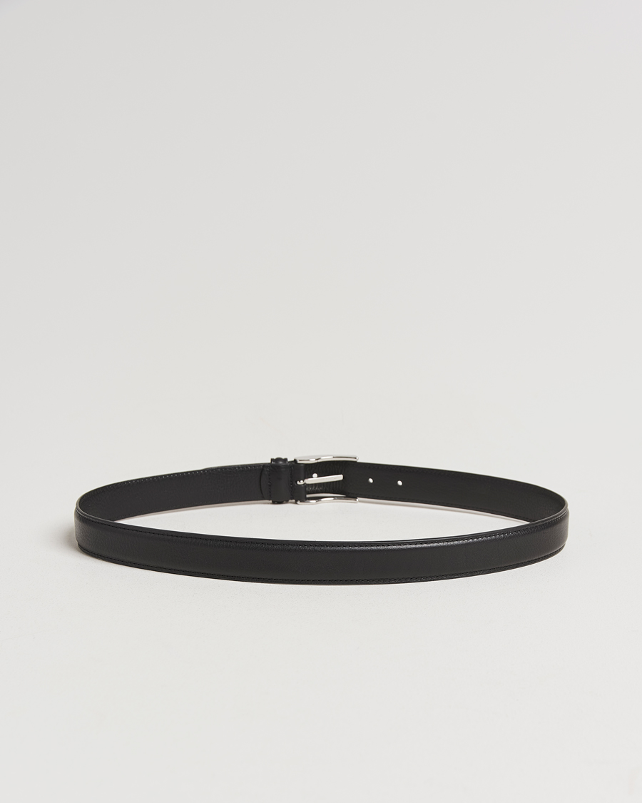 Herr | Bälten | Anderson's | Structure Leather Suit Belt 3 cm Black