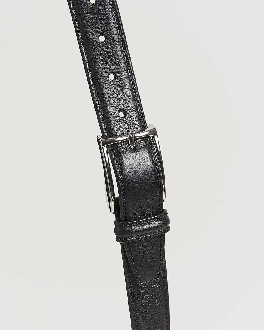 Herr | Bälten | Anderson's | Structure Leather Suit Belt 3 cm Black