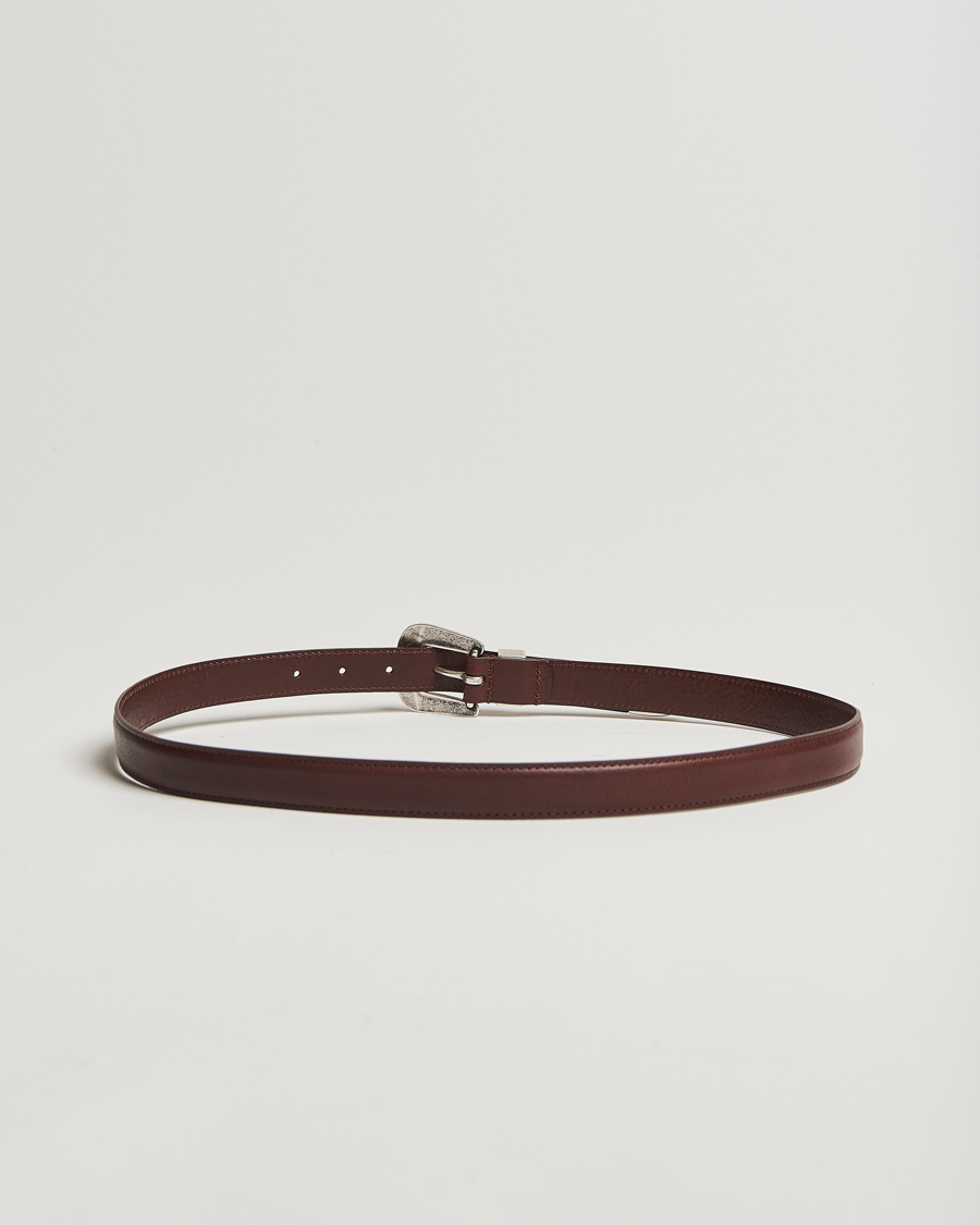 Herr | Bälten | Anderson's | Grained Western Leather Belt 2,5 cm Brown