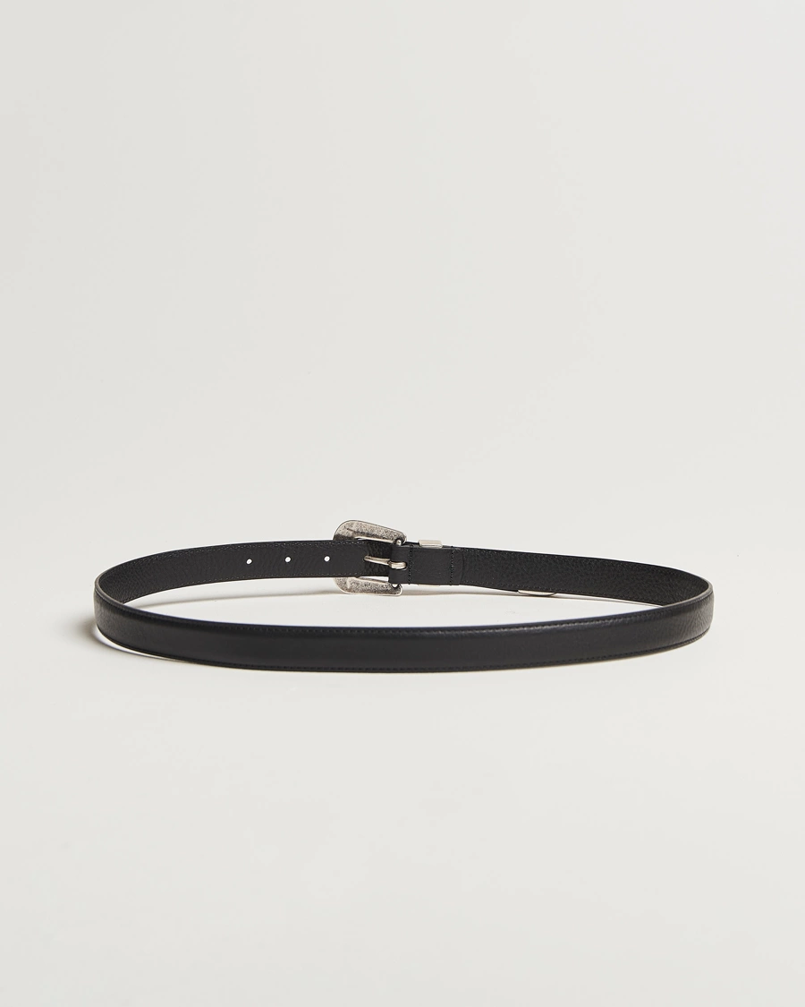 Herr | Bälten | Anderson's | Grained Western Leather Belt 2,5 cm Black