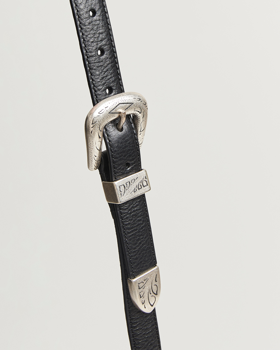 Herr | Bälten | Anderson's | Grained Western Leather Belt 2,5 cm Black