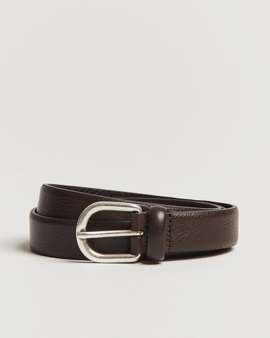 Herr | Bälten | Anderson's | Grained Leather Belt 2,5 cm Dark Brown
