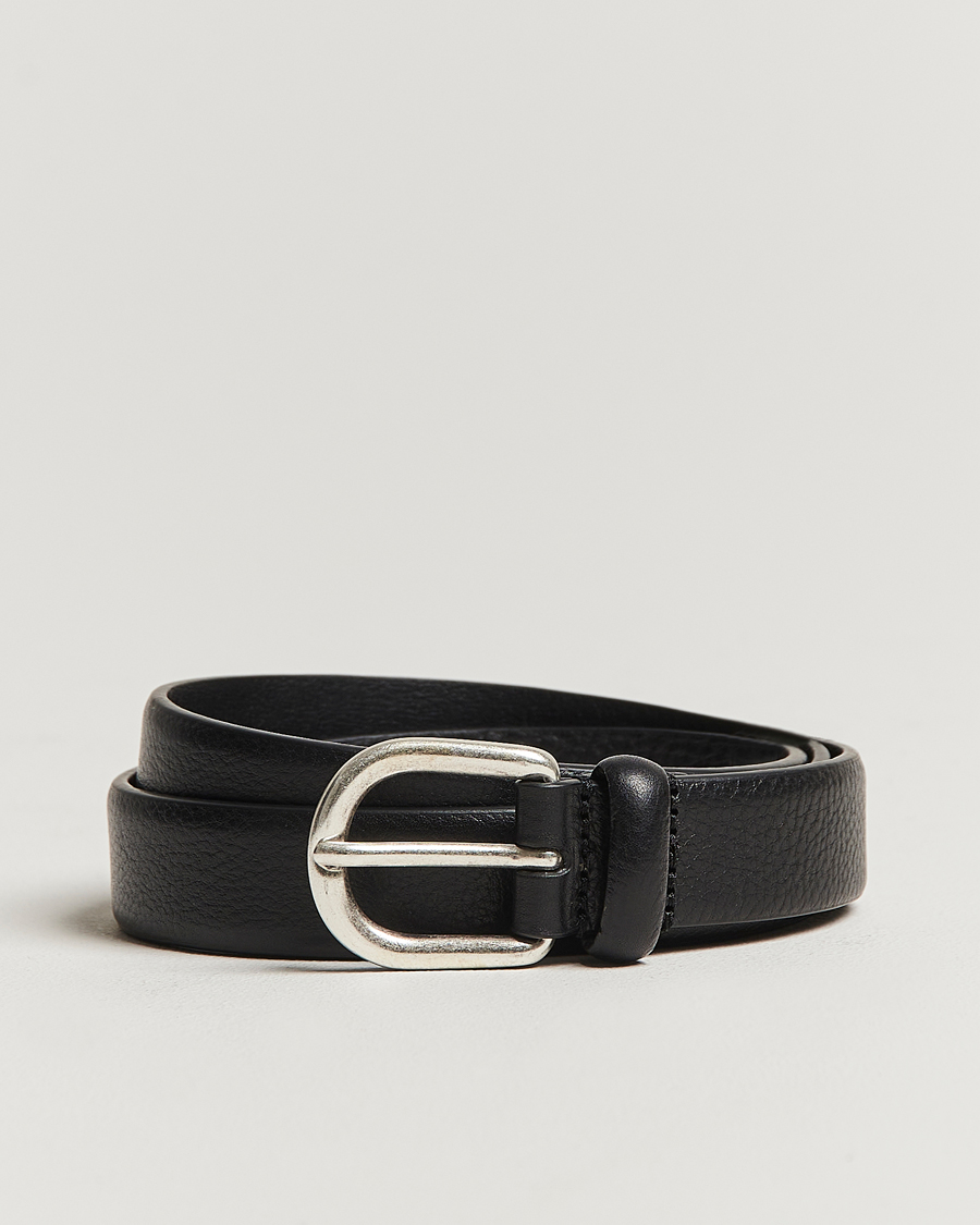 Herr | Bälten | Anderson's | Grained Leather Belt 2,5 cm Black