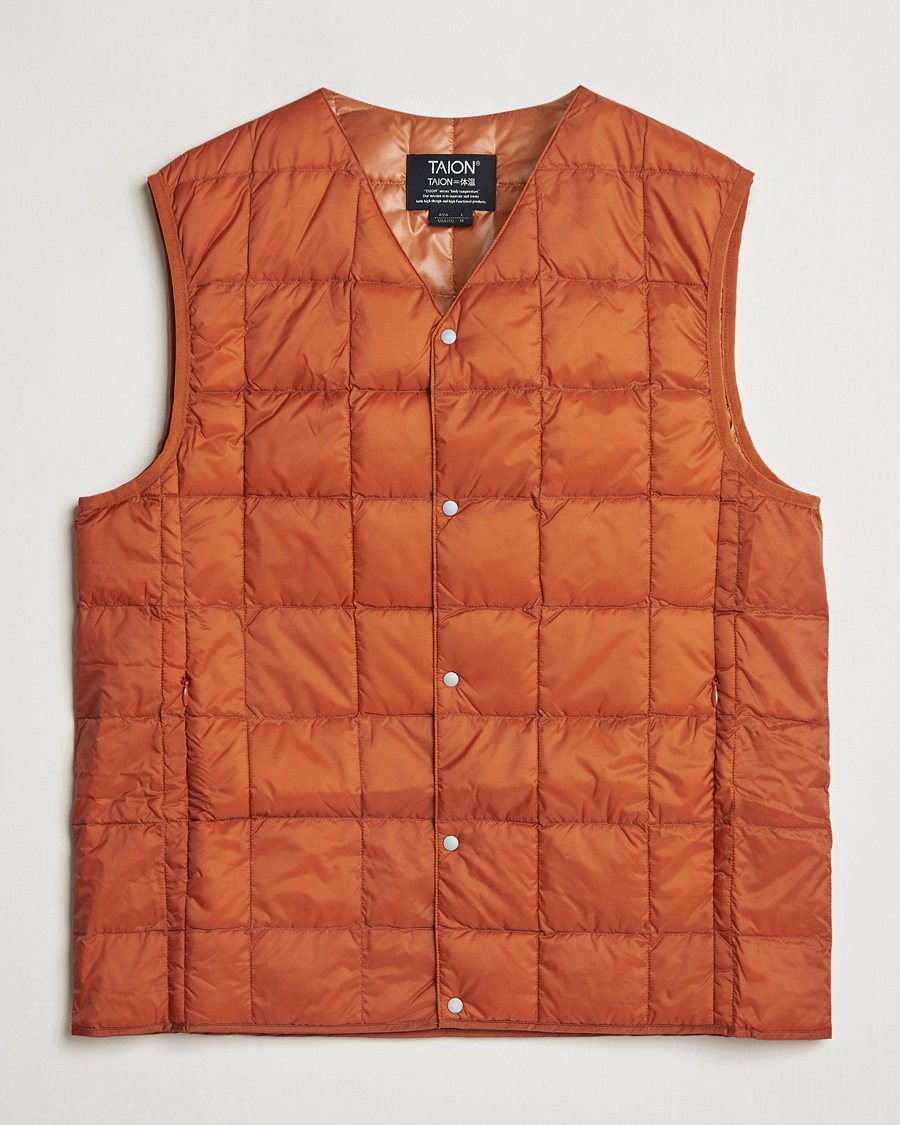 Herr | Jackor | TAION | V-Neck Lightweight Down Vest Brick Orange