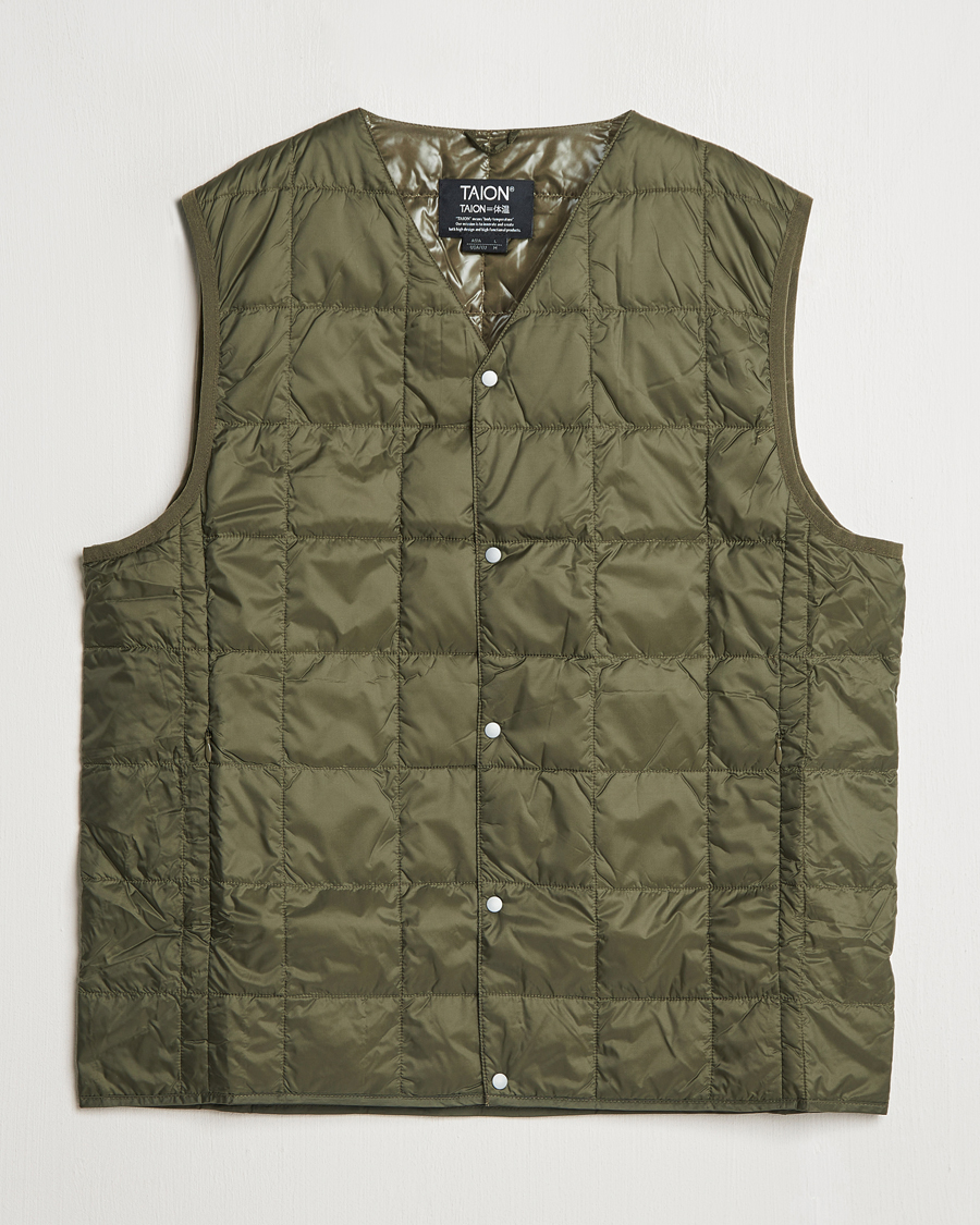 Herr | Jackor | TAION | V-Neck Lightweight Down Vest Dark Olive