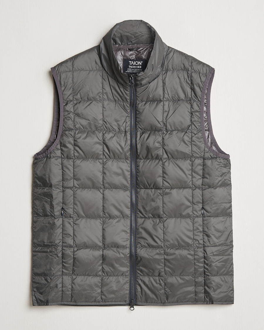Herr | Jackor | TAION | High Neck Full Zip Lightweight Down Vest Charcoal