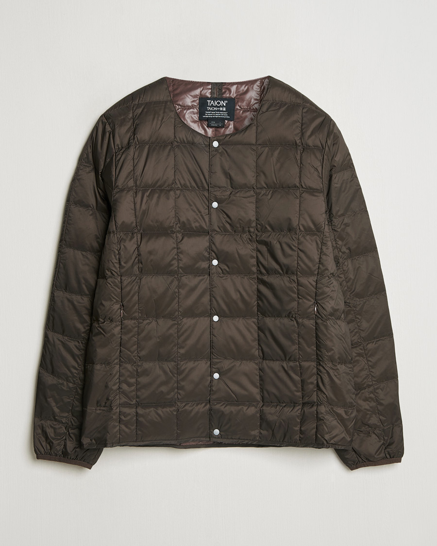 Herr | Jackor | TAION | Crew Neck Button Down Jacket Dark Choco