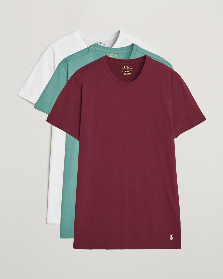 Herr | T-Shirts | Polo Ralph Lauren | 3-Pack Crew Neck T-Shirt Fairway Green/White/Damson Red