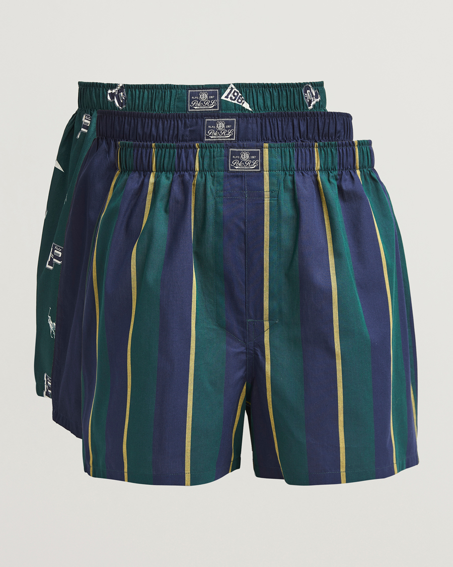 Herr | Underkläder | Polo Ralph Lauren | 3-Pack Woven Boxer Stripe/All Over Print/Navy