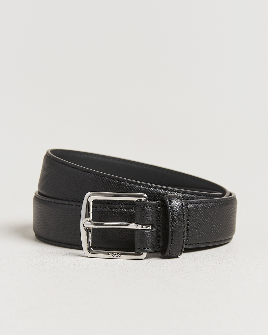 Herr | Polo Ralph Lauren Saffiano Leather Belt Black | Polo Ralph Lauren | Saffiano Leather Belt Black