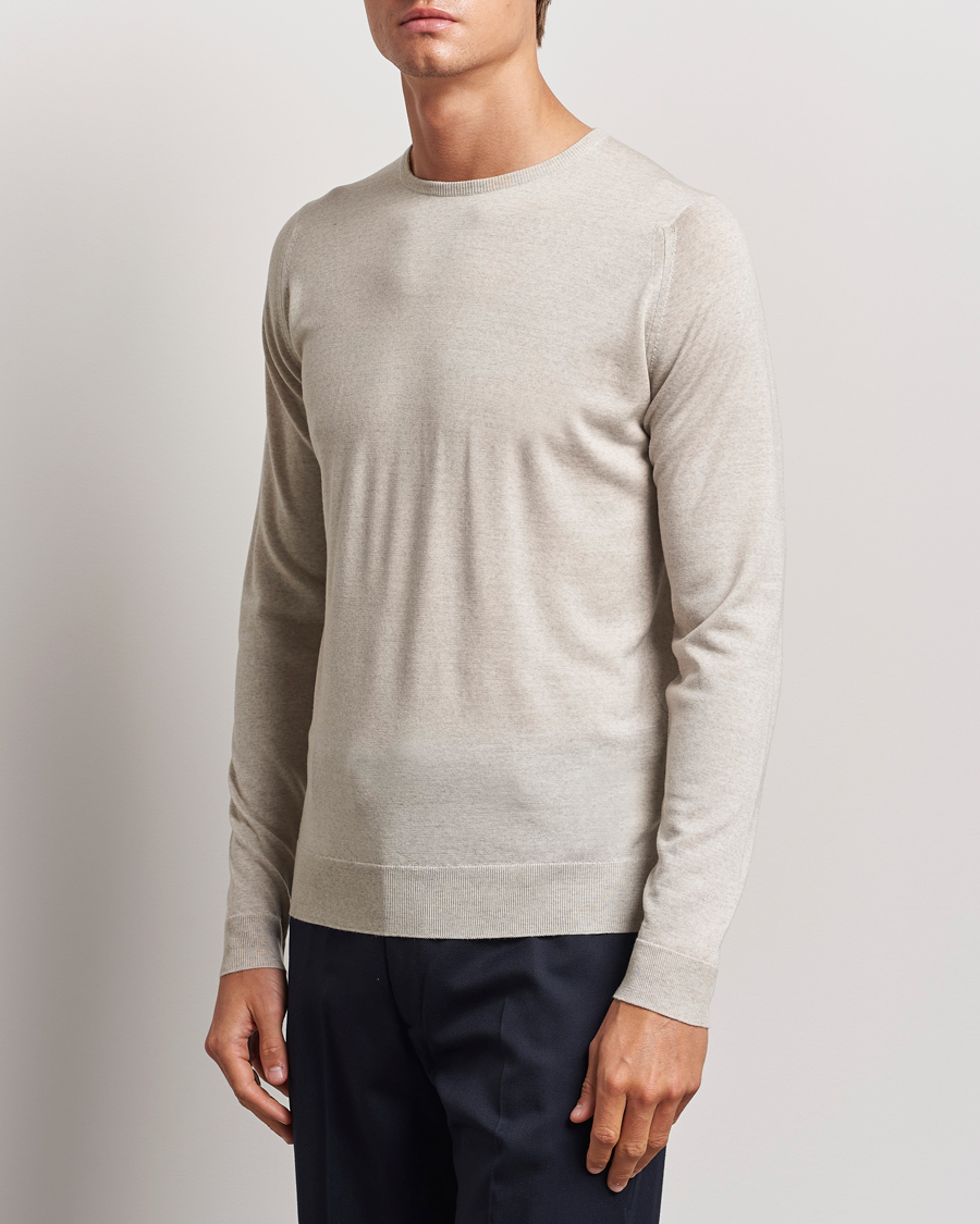 Herr | Tröjor | John Smedley | Lundy Extra Fine Merino Crew Neck Grey Fleece