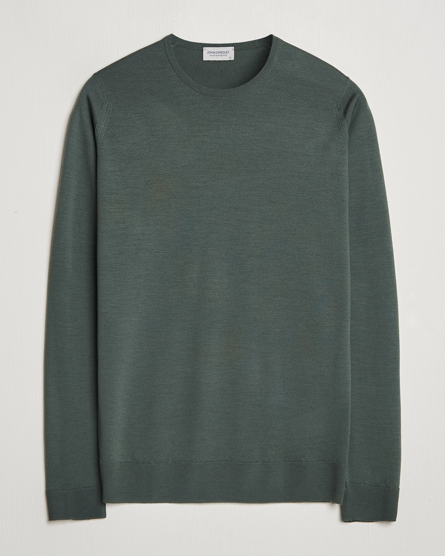 Herr | Tröjor | John Smedley | Lundy Extra Fine Merino Crew Neck Highland Green