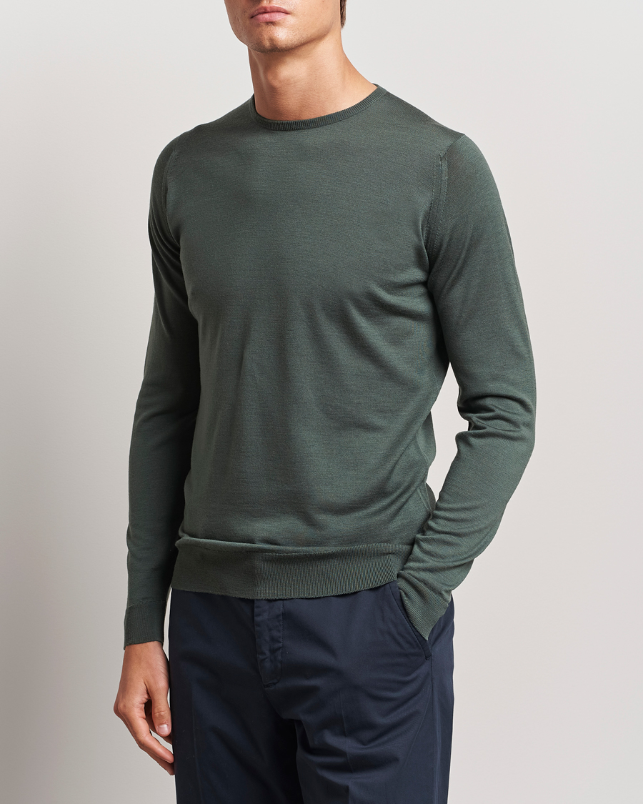 Herr | Tröjor | John Smedley | Lundy Extra Fine Merino Crew Neck Highland Green