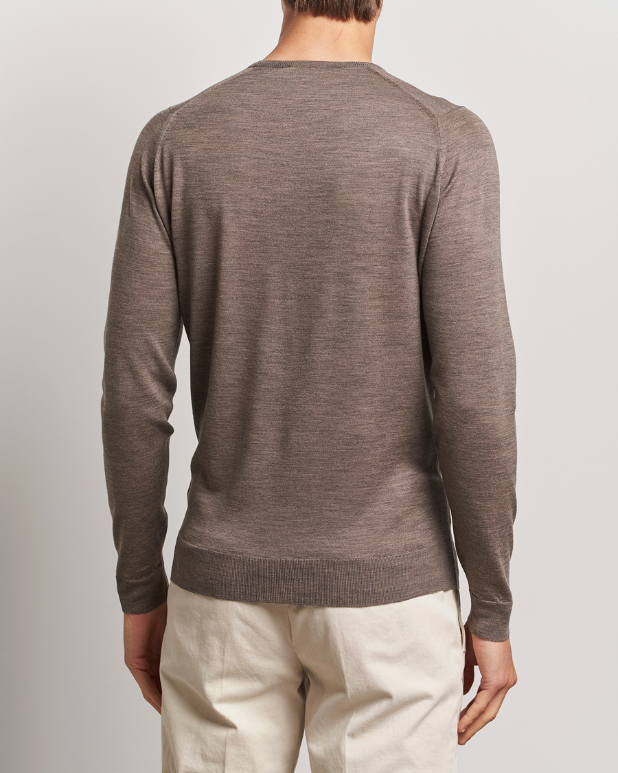 Herr | Tröjor | John Smedley | Lundy Extra Fine Merino Crew Neck Mushroom Brown