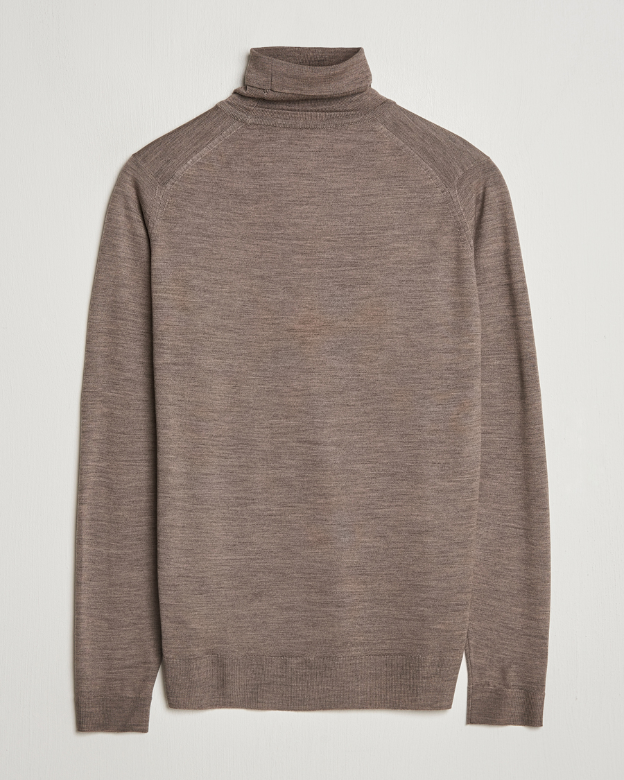 Herr | Tröjor | John Smedley | Cherwell Extra Fine Merino Rollneck Mushroom Brown