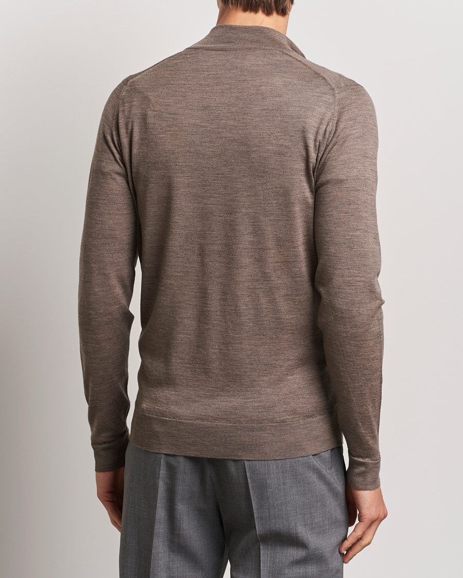 Herr | Tröjor | John Smedley | Barrow Extra Fine Merino Half Zip Mushroom