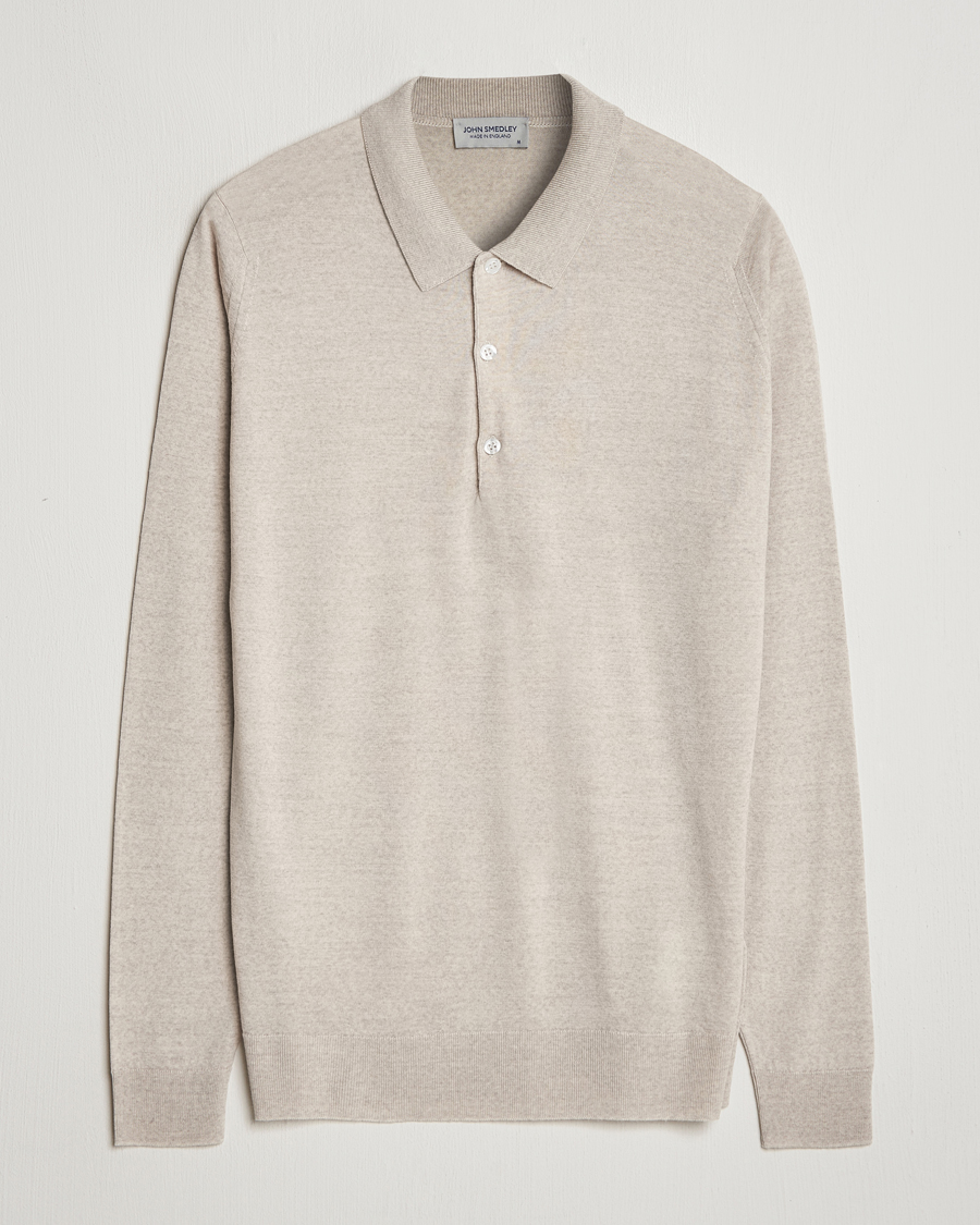 Herr | Tröjor | John Smedley | Belper Extra Fine Merino Polo Pullover Grey Fleece