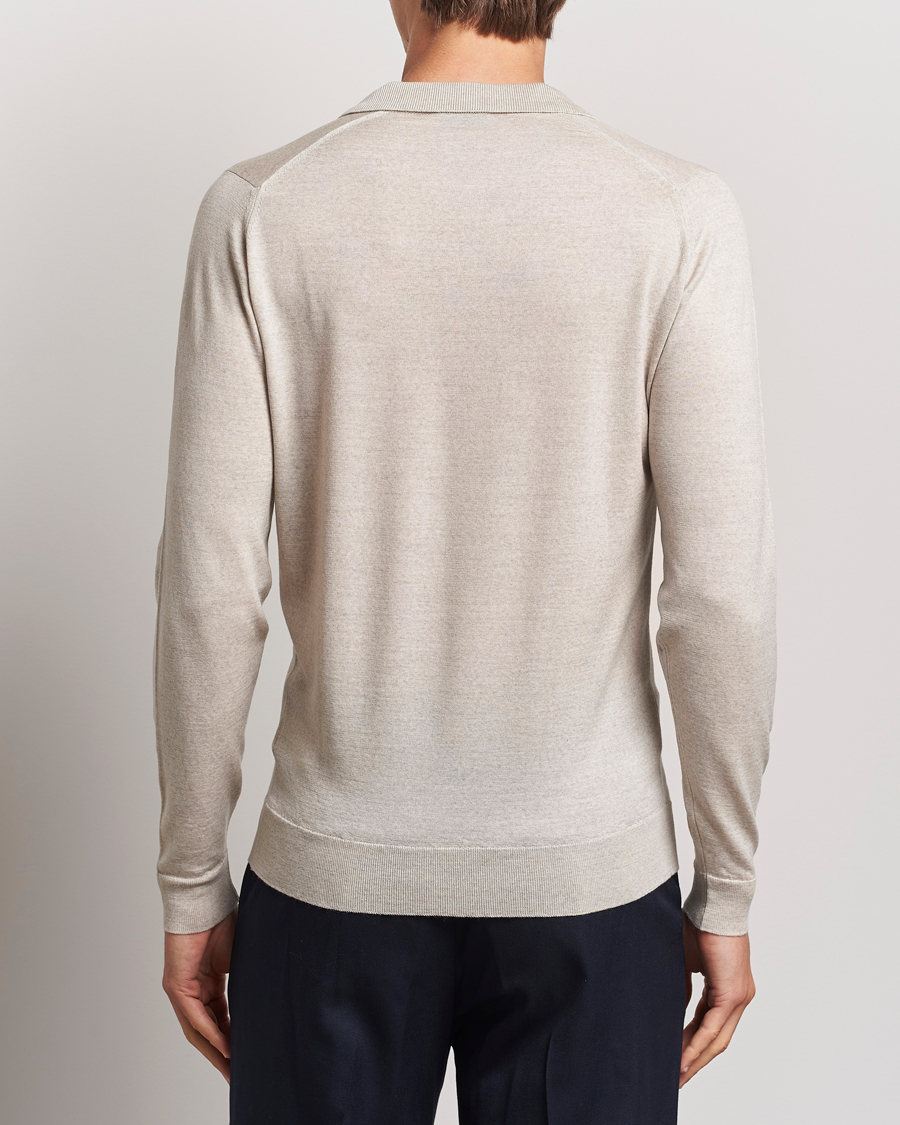 Herr | Tröjor | John Smedley | Belper Extra Fine Merino Polo Pullover Grey Fleece