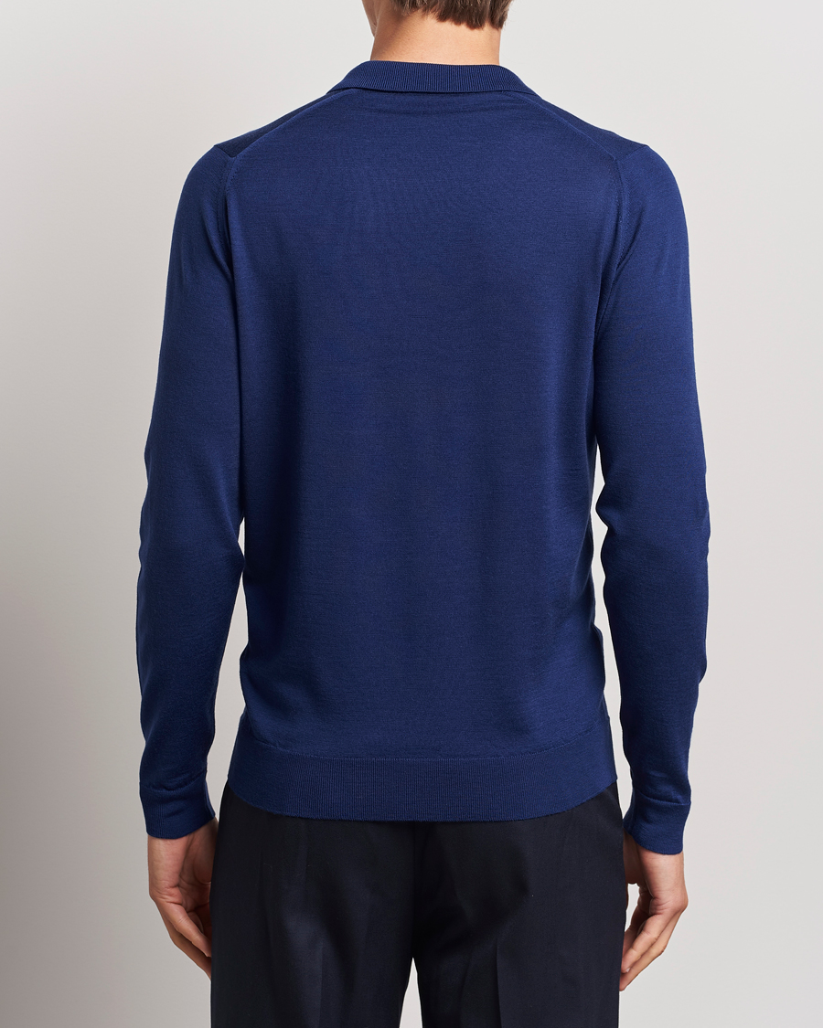Herr | Tröjor | John Smedley | Belper Extra Fine Merino Polo Pullover Ink Blue