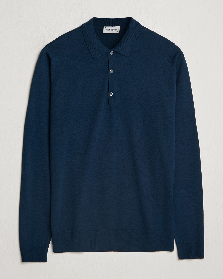 Herr | Tröjor | John Smedley | Belper Extra Fine Merino Polo Pullover Orion Green