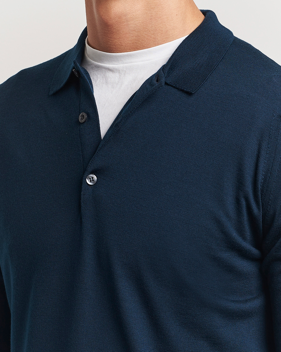 Herr | Tröjor | John Smedley | Belper Extra Fine Merino Polo Pullover Orion Green