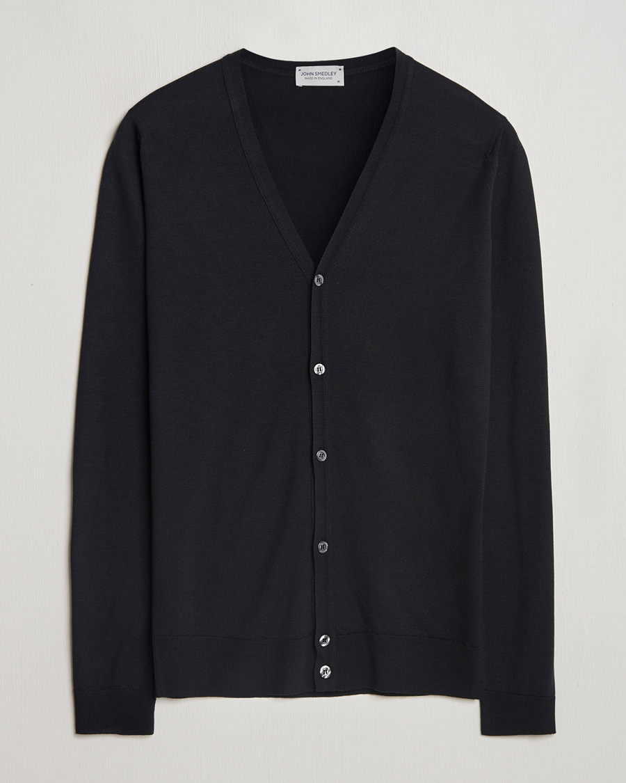 Herr | Tröjor | John Smedley | Petworth Extra Fine Merino Cardigan Black