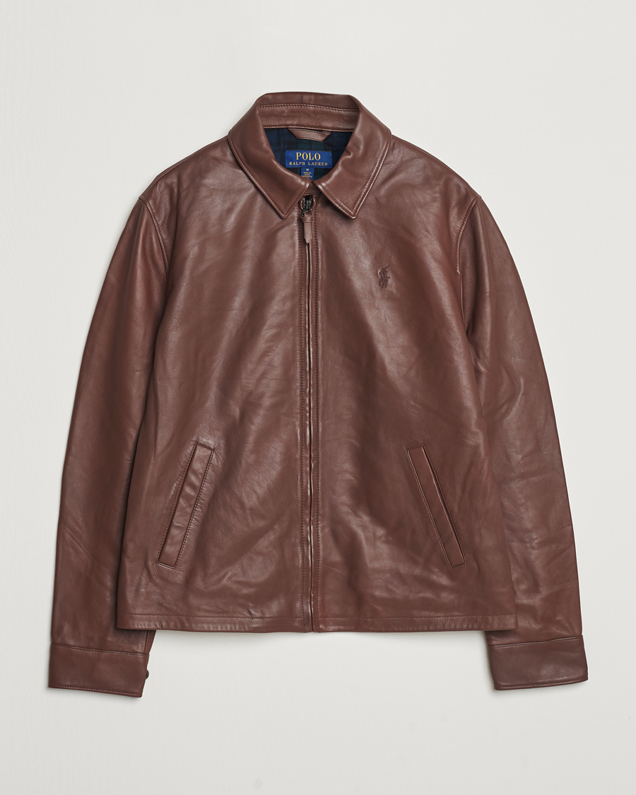 Herr | Jackor | Polo Ralph Lauren | Maxwell Windbreaker Leather Jacket Bison Brown