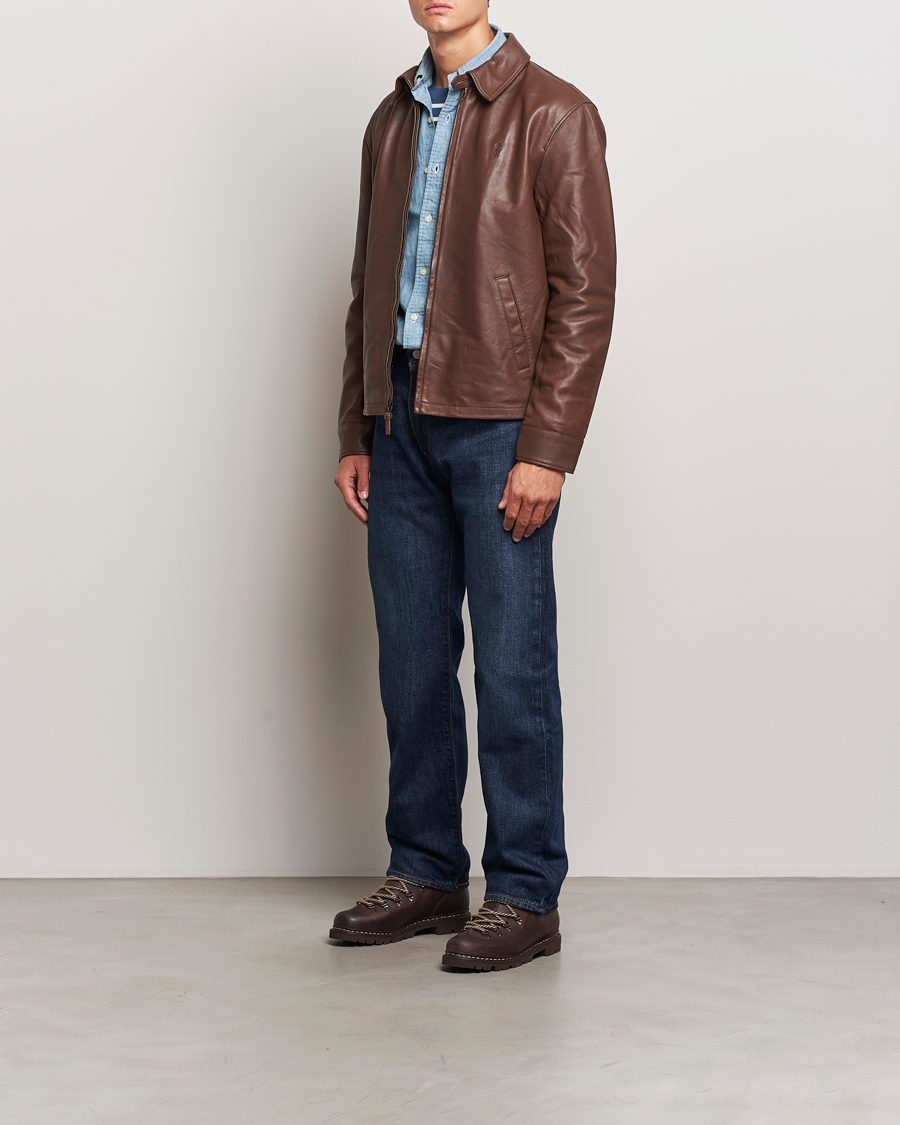 Herr | Jackor | Polo Ralph Lauren | Maxwell Windbreaker Leather Jacket Bison Brown