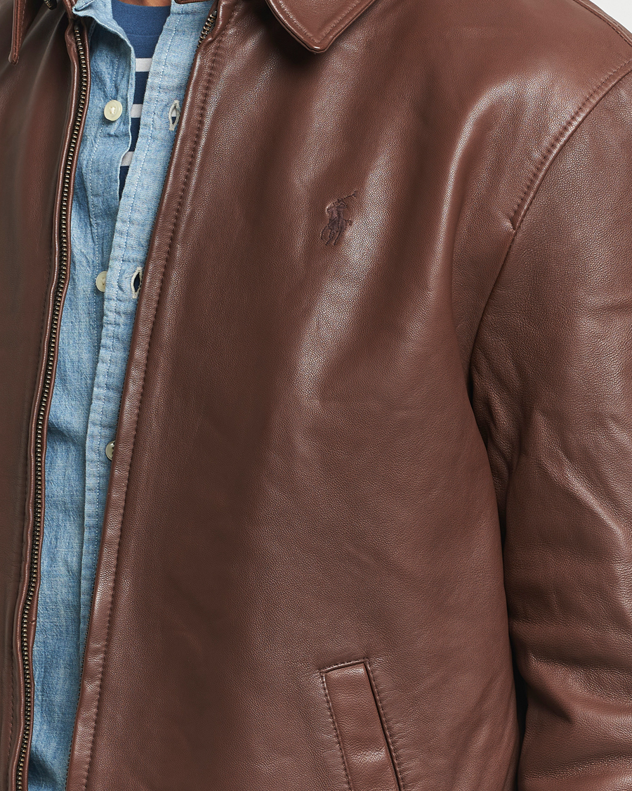 Herr | Jackor | Polo Ralph Lauren | Maxwell Windbreaker Leather Jacket Bison Brown