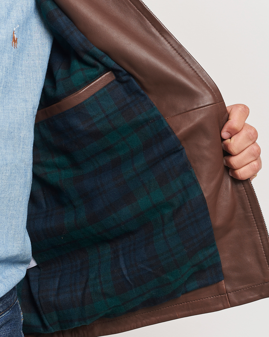 Herr | Jackor | Polo Ralph Lauren | Maxwell Windbreaker Leather Jacket Bison Brown
