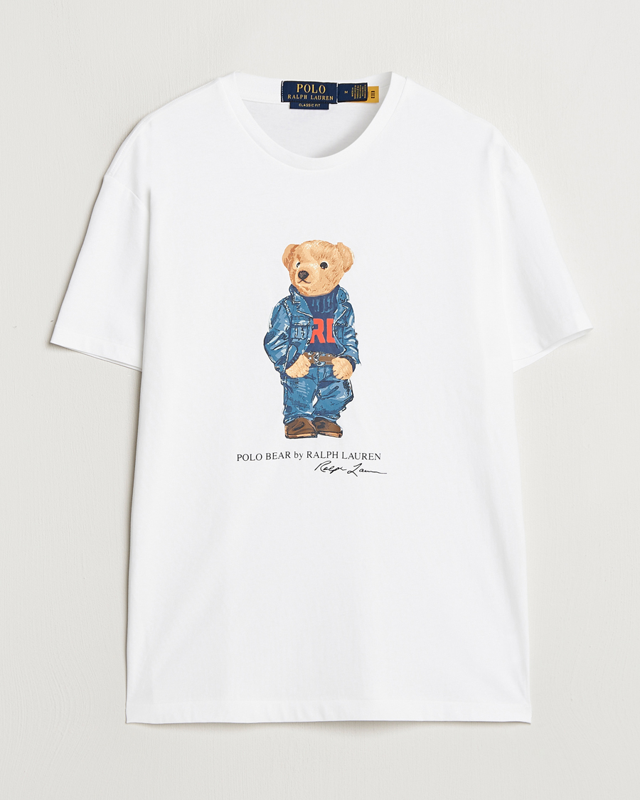 Herr | T-Shirts | Polo Ralph Lauren | Crew Neck T-Shirt White Denim Bear