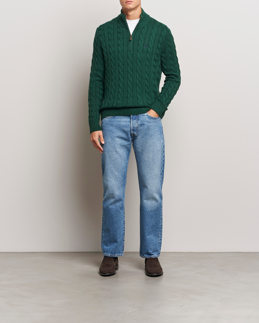 Herr | Tröjor | Polo Ralph Lauren | Cotton Cable Half Zip Vintage Pine