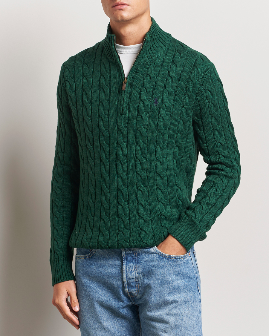 Herr | Tröjor | Polo Ralph Lauren | Cotton Cable Half Zip Vintage Pine
