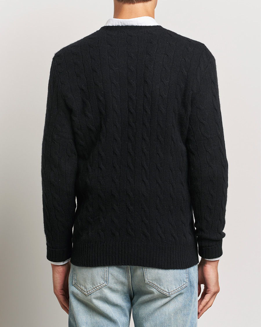 Herr | Tröjor | Polo Ralph Lauren | Wool/Cashmere Cable Crew Neck Polo Black