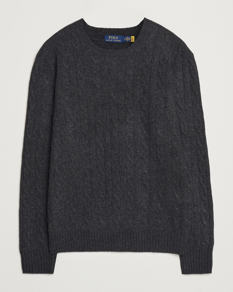 Herr | Tröjor | Polo Ralph Lauren | Wool/Cashmere Cable Crew Neck Dark Granite Heather