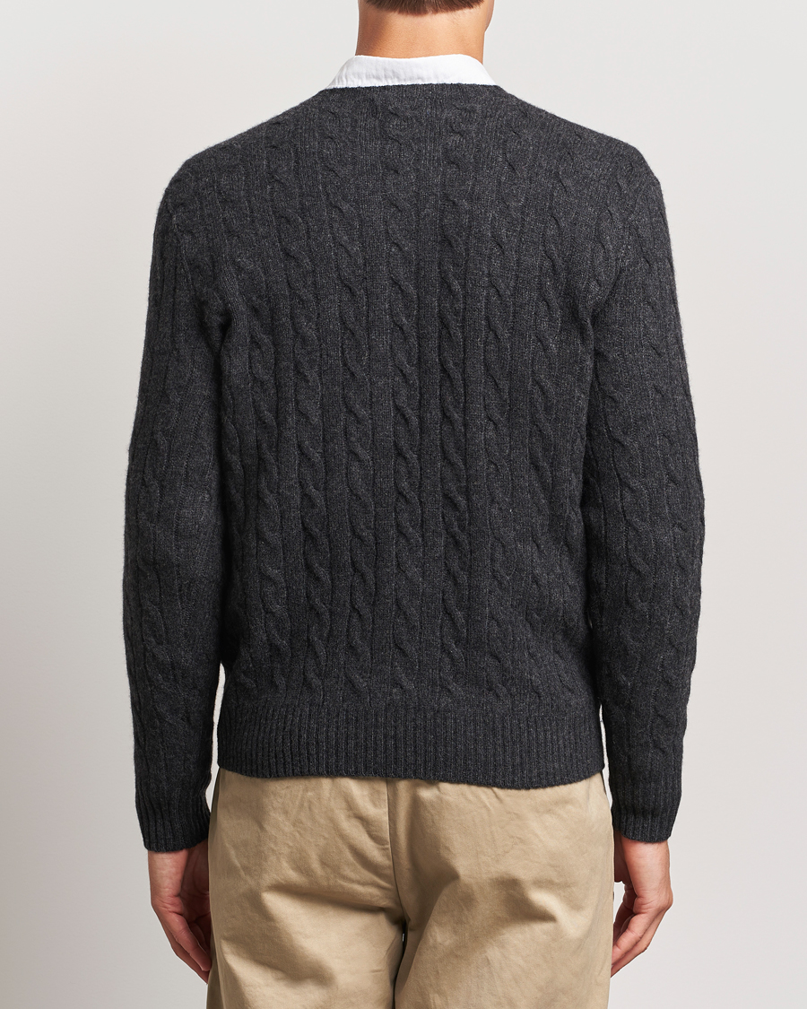 Herr | Tröjor | Polo Ralph Lauren | Wool/Cashmere Cable Crew Neck Dark Granite Heather