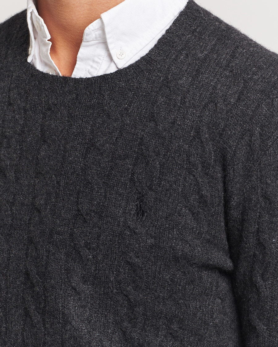 Herr | Tröjor | Polo Ralph Lauren | Wool/Cashmere Cable Crew Neck Dark Granite Heather