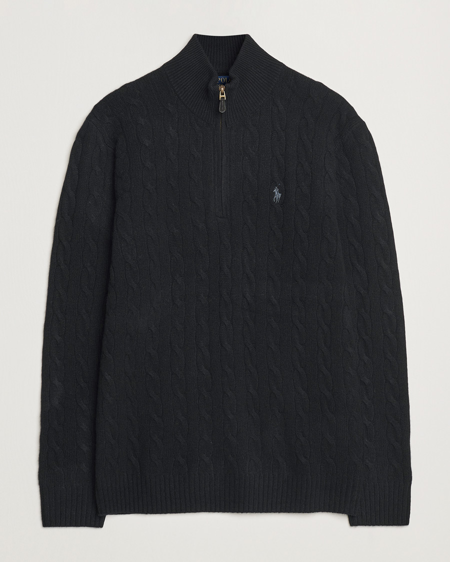 Herr | Tröjor | Polo Ralph Lauren | Wool/Cashmere Cable Half Zip Polo Black