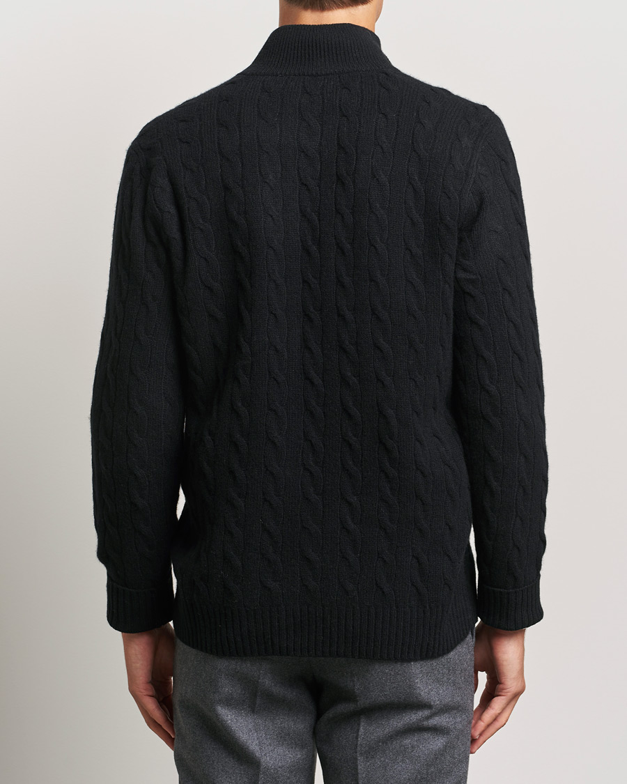 Herr | Tröjor | Polo Ralph Lauren | Wool/Cashmere Cable Half Zip Polo Black